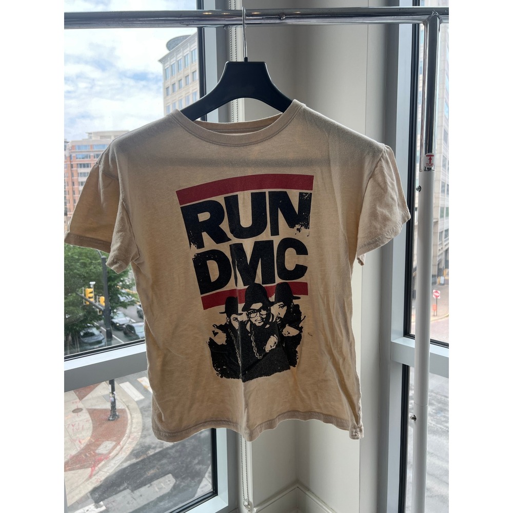 Run DMC Graphic T-Shirt Womens Medium Cream Vintage Style Hip Hop Tee 2020